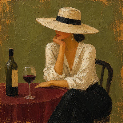 Evening at the Wine Table Figurative Wall Art artwork view | Olyrel