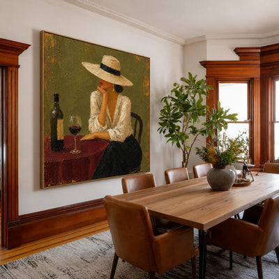 Evening at the Wine Table Figurative Wall Art styled interior scene 3 | Olyrel