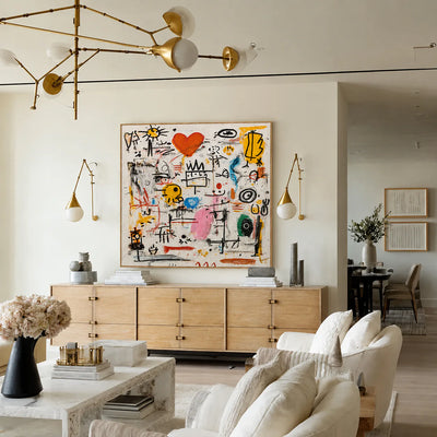 Playful Heart Graffiti Wall Art styled interior scene 1 | Olyrel