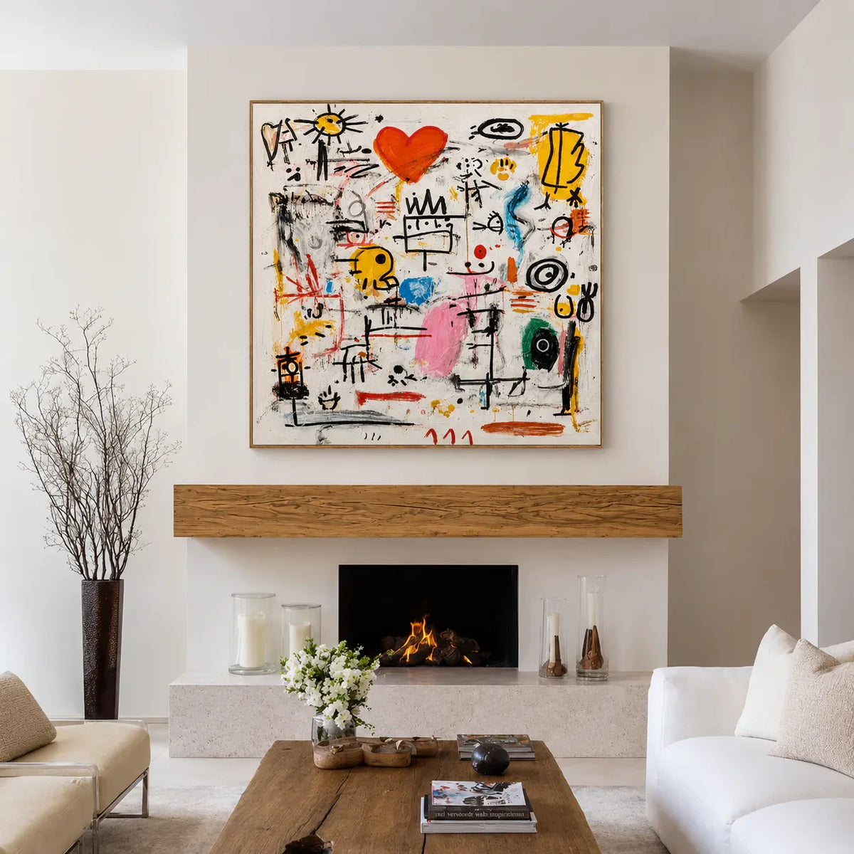 Playful Heart Graffiti Wall Art styled interior scene 2 | Olyrel