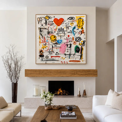 Playful Heart Graffiti Wall Art styled interior scene 2 | Olyrel