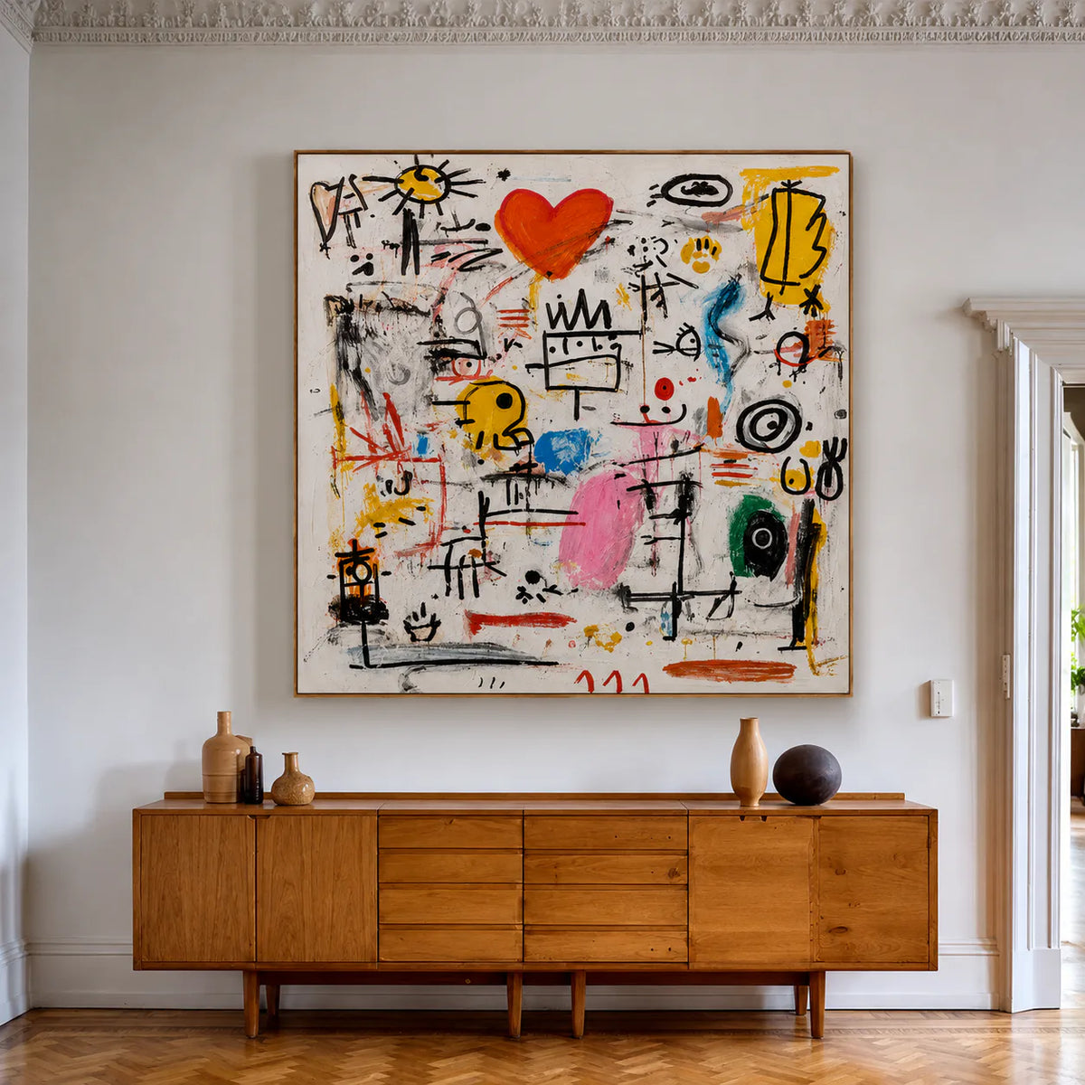 Playful Heart Graffiti Wall Art styled interior scene 3 | Olyrel