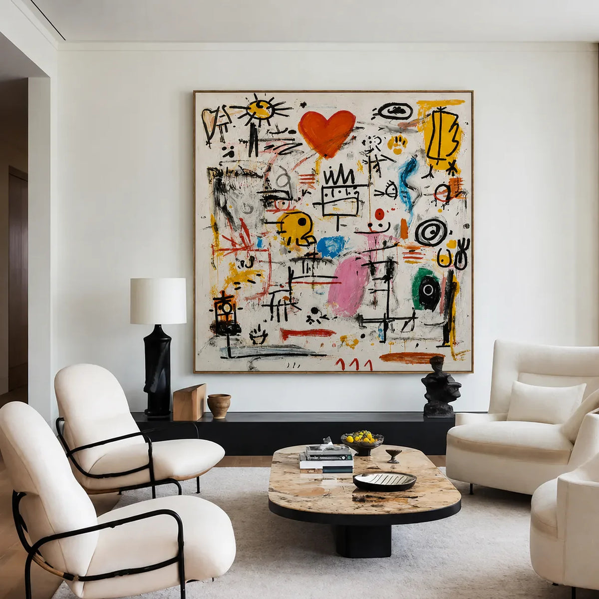 Playful Heart Graffiti Wall Art styled interior scene 5 | Olyrel