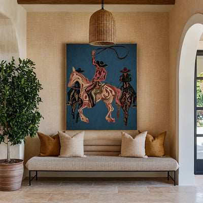 Blue Rodeo Riders Wall Art styled interior scene 3 | Olyrel