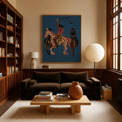 Blue Rodeo Riders Wall Art styled interior scene 4 | Olyrel
