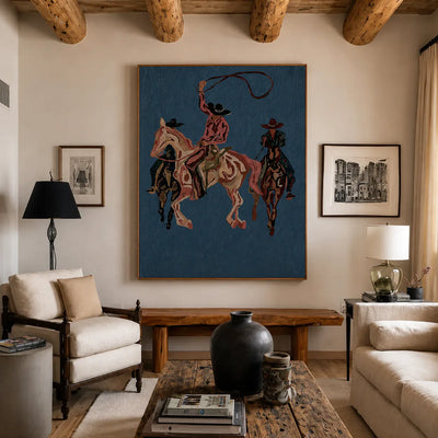 Blue Rodeo Riders Wall Art styled interior scene 5 | Olyrel