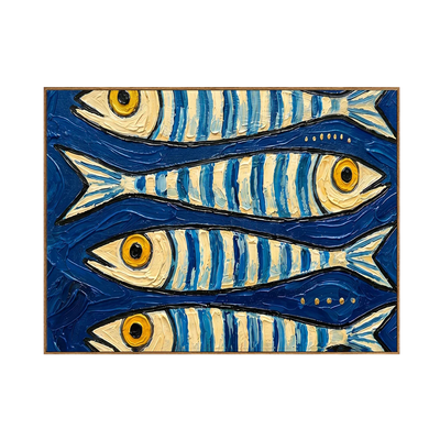 Blue School of Fish Wall Art | Olyrel
