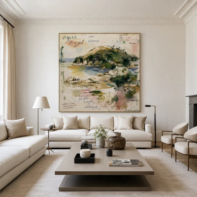 Poetic Green Landscape Wall Art styled interior scene 3 | Olyrel