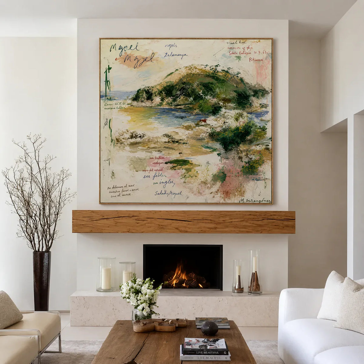 Poetic Green Landscape Wall Art styled interior scene 4 | Olyrel