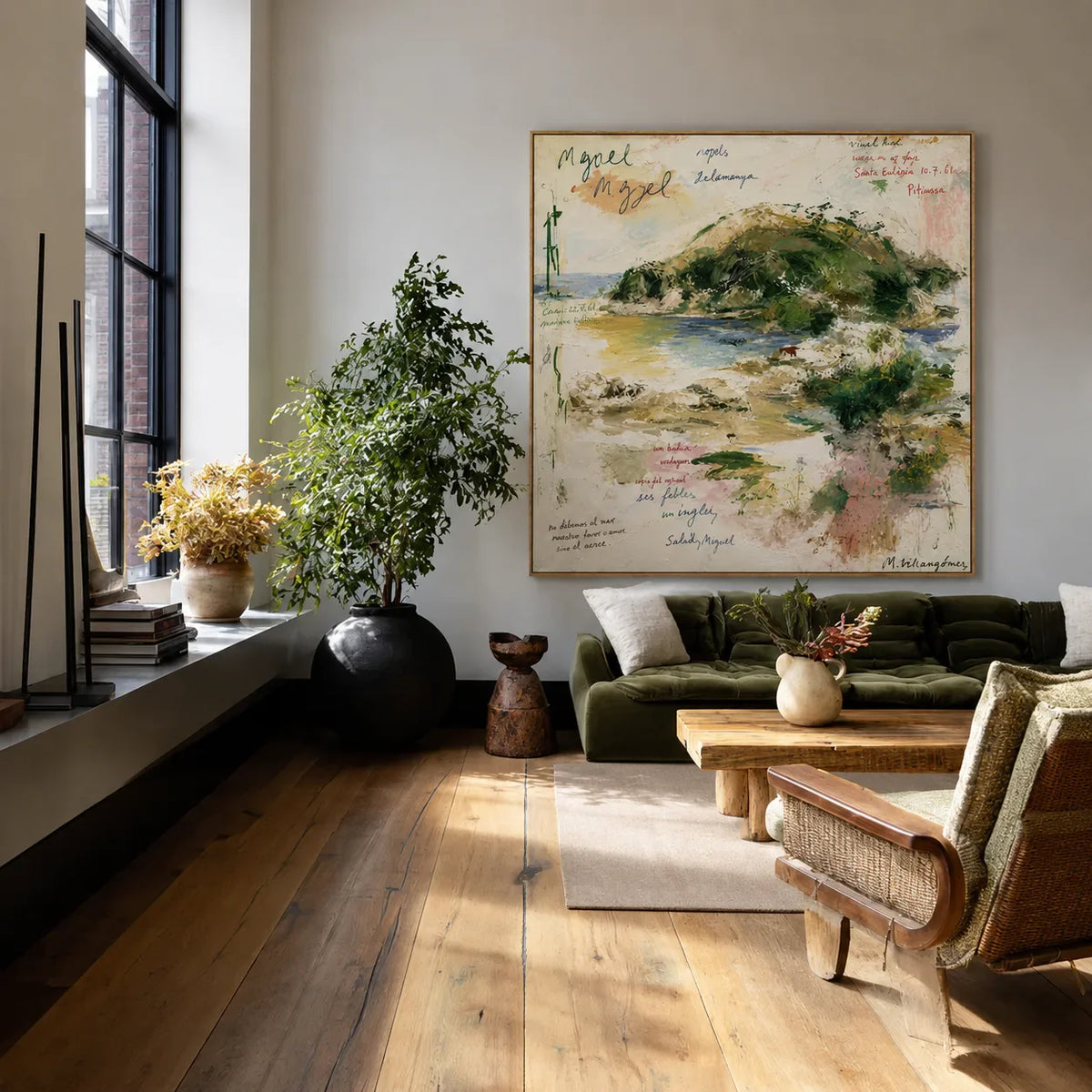 Poetic Green Landscape Wall Art styled interior scene 5 | Olyrel