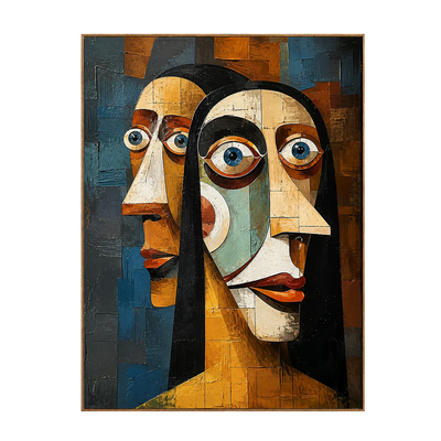 Three Faces Cubist Wall Art | Olyrel