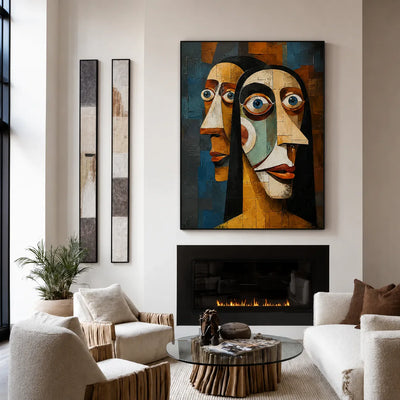 Three Faces Cubist Wall Art styled interior scene 2 | Olyrel