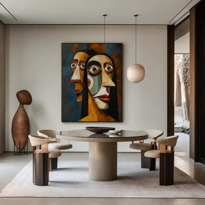 Three Faces Cubist Wall Art styled interior scene 3 | Olyrel