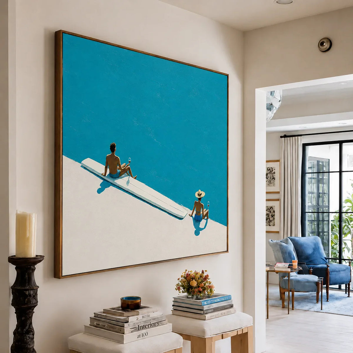 Poolside Pause Minimal Wall Art styled interior scene 1 | Olyrel