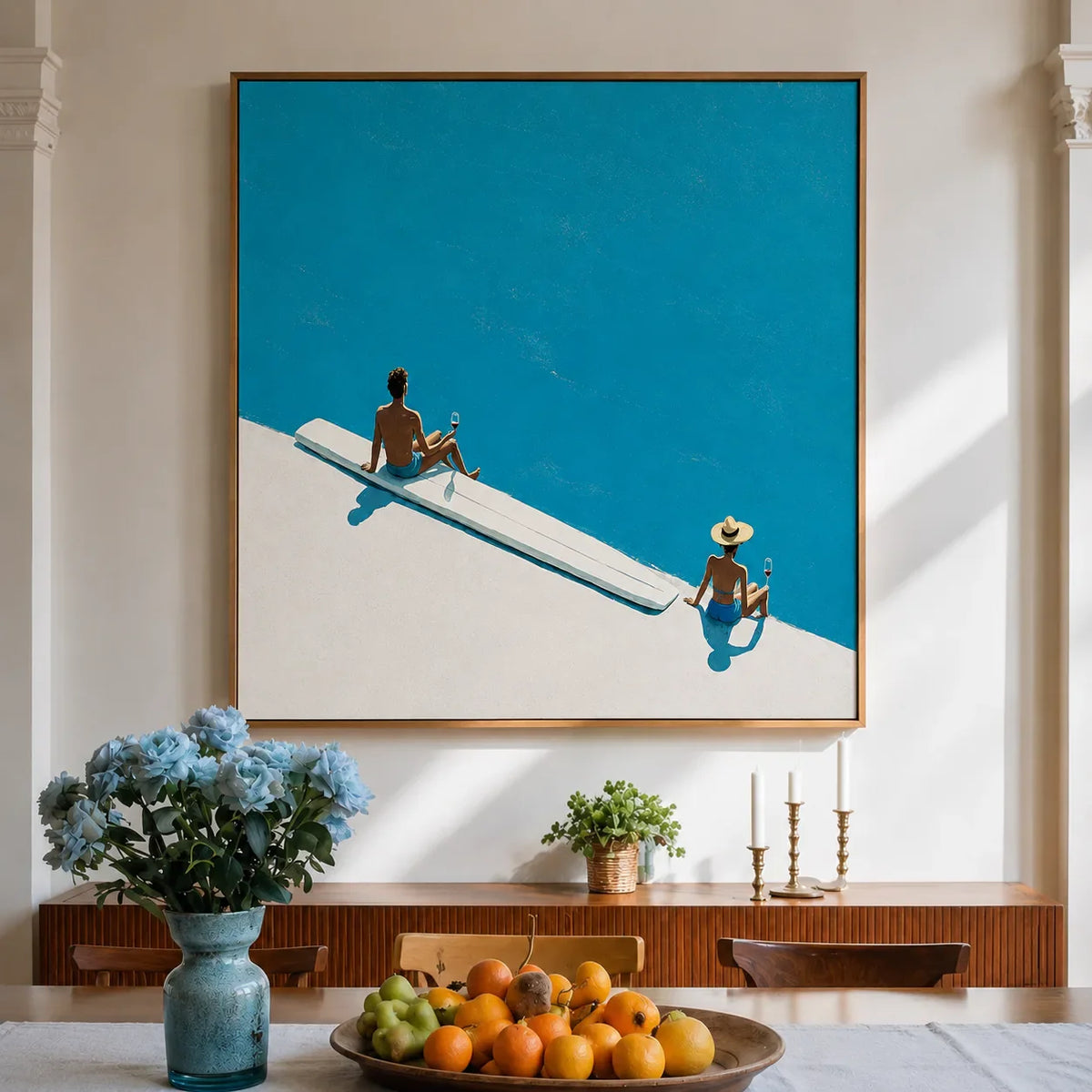 Poolside Pause Minimal Wall Art styled interior scene 2 | Olyrel