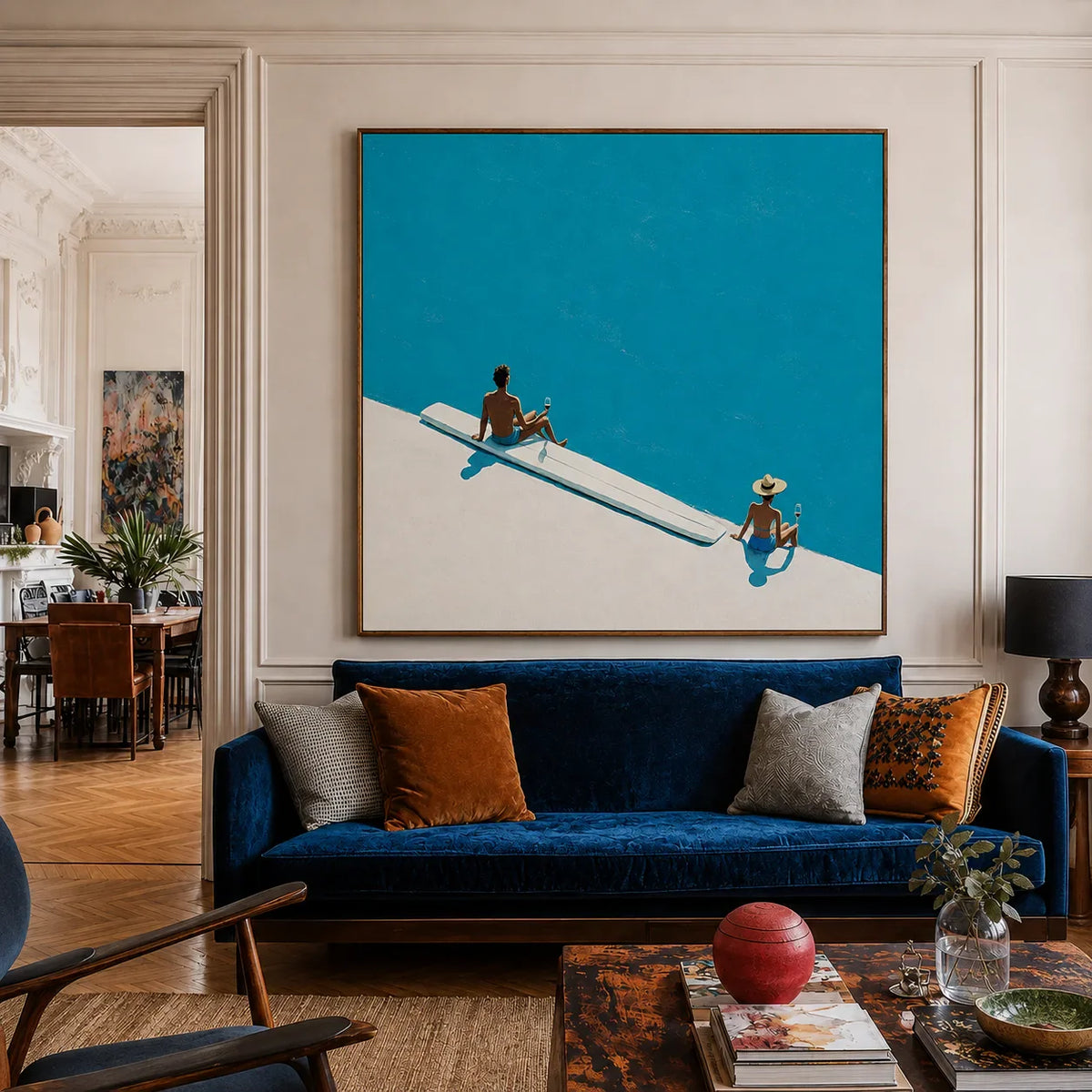 Poolside Pause Minimal Wall Art styled interior scene 4 | Olyrel