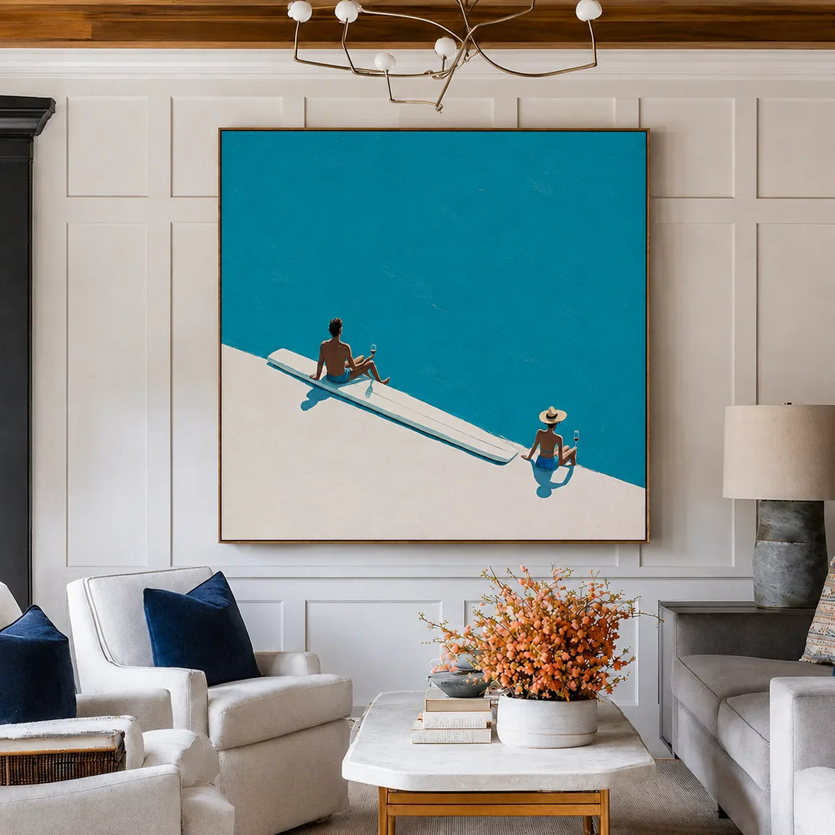 Poolside Pause Minimal Wall Art styled interior scene 5 | Olyrel