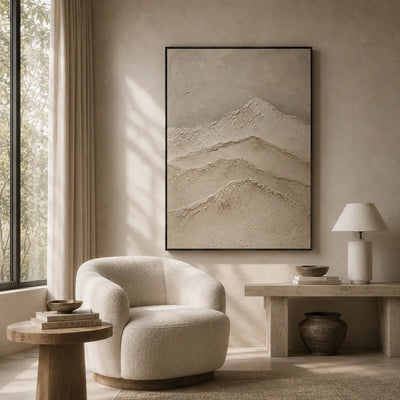 Quiet Ridge Textured Wall Art displayed in a bright dining room | Olyrel