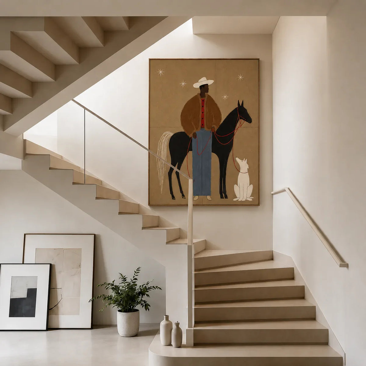 Desert Rider and Hound Wall Art styled interior scene 3 | Olyrel