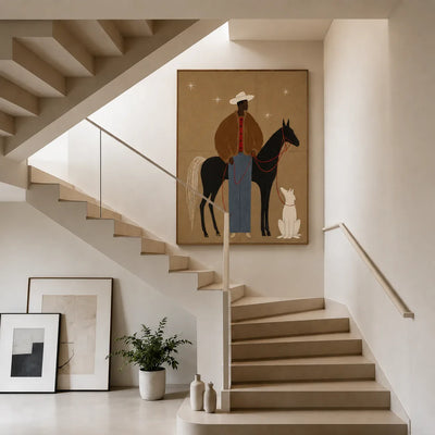 Desert Rider and Hound Wall Art styled interior scene 3 | Olyrel