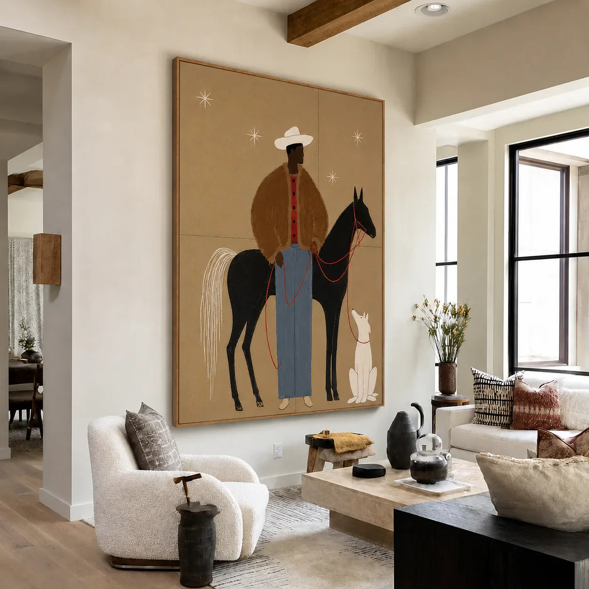 Desert Rider and Hound Wall Art styled interior scene 5 | Olyrel