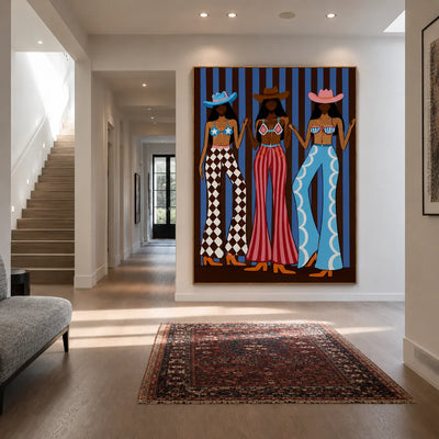Three Cowgirls Western Wall Art styled interior scene 2 | Olyrel