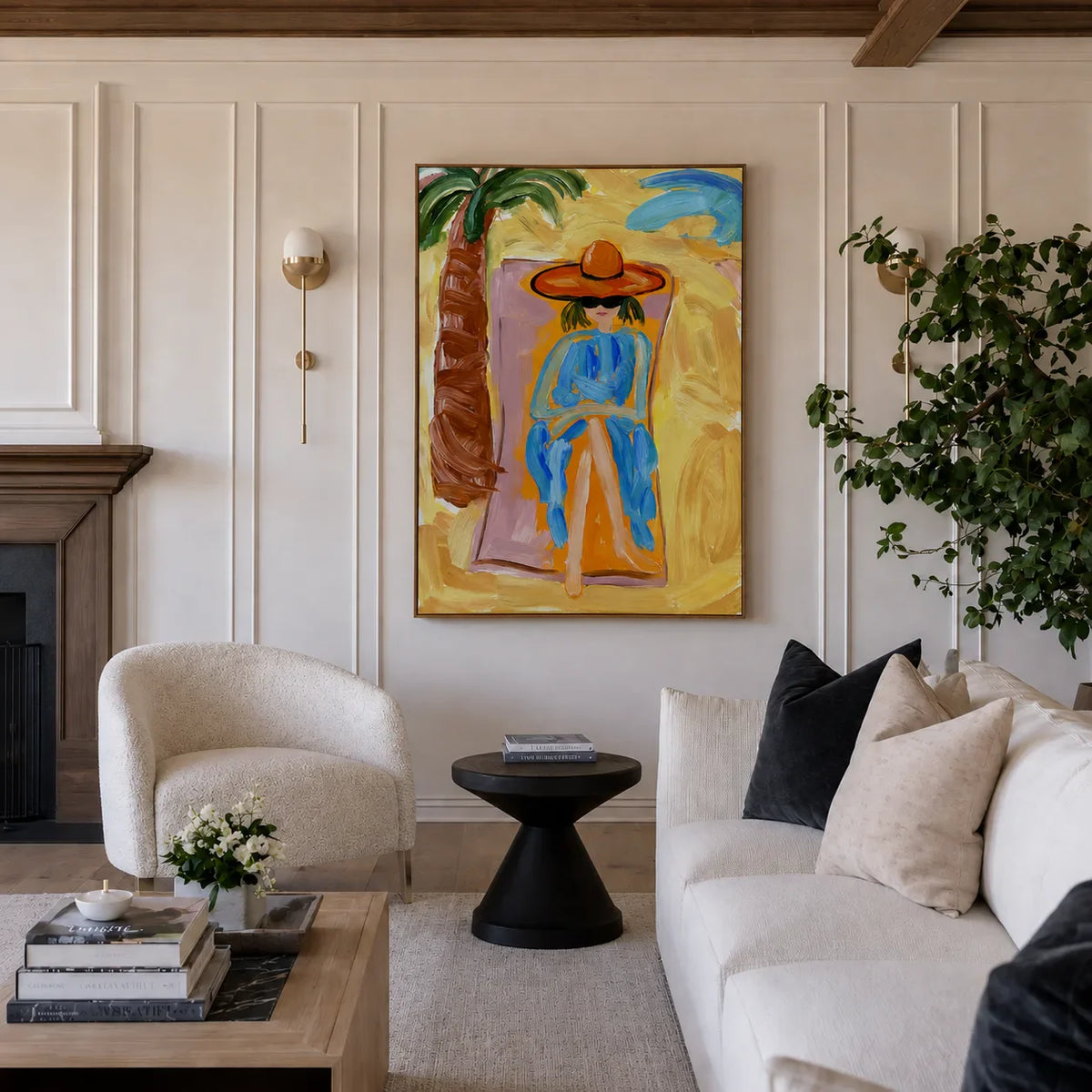 Sunlit Cowgirl Portrait Wall Art styled interior scene 3 | Olyrel