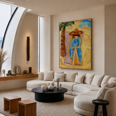 Sunlit Cowgirl Portrait Wall Art styled interior scene 4 | Olyrel
