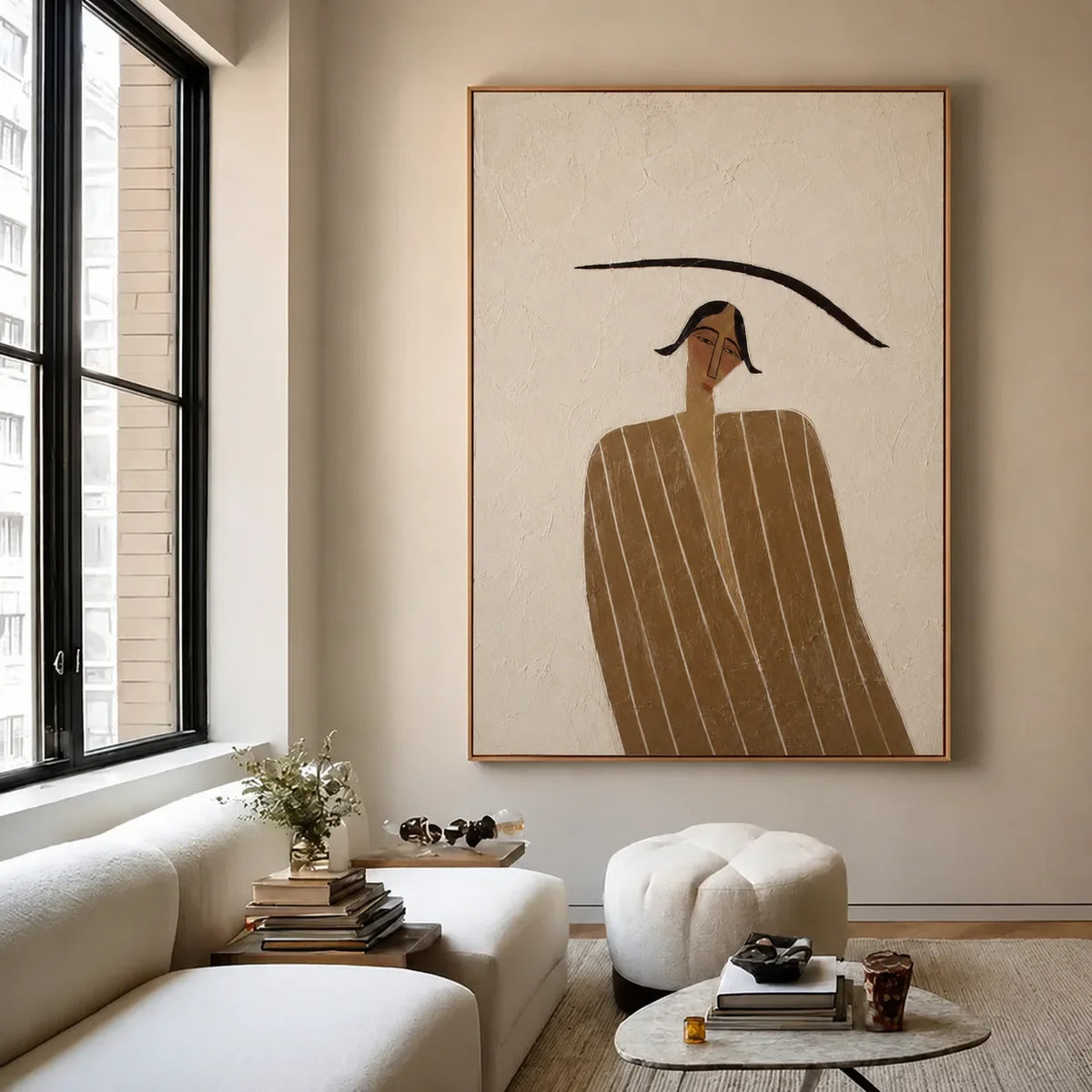 Quiet Striped Figure Wall Art styled interior scene 2 | Olyrel