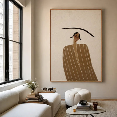 Quiet Striped Figure Wall Art styled interior scene 2 | Olyrel