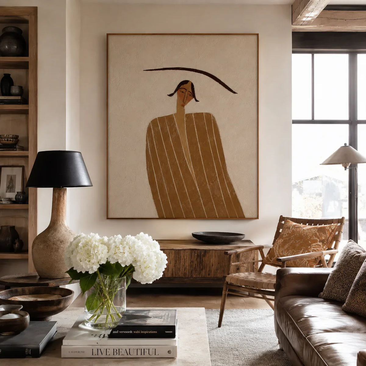 Quiet Striped Figure Wall Art styled interior scene 4 | Olyrel