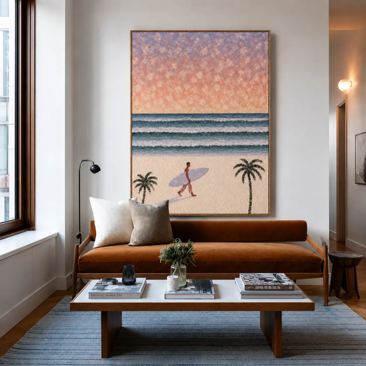 Pastel Surf Horizon Wall Art styled interior scene 1 | Olyrel