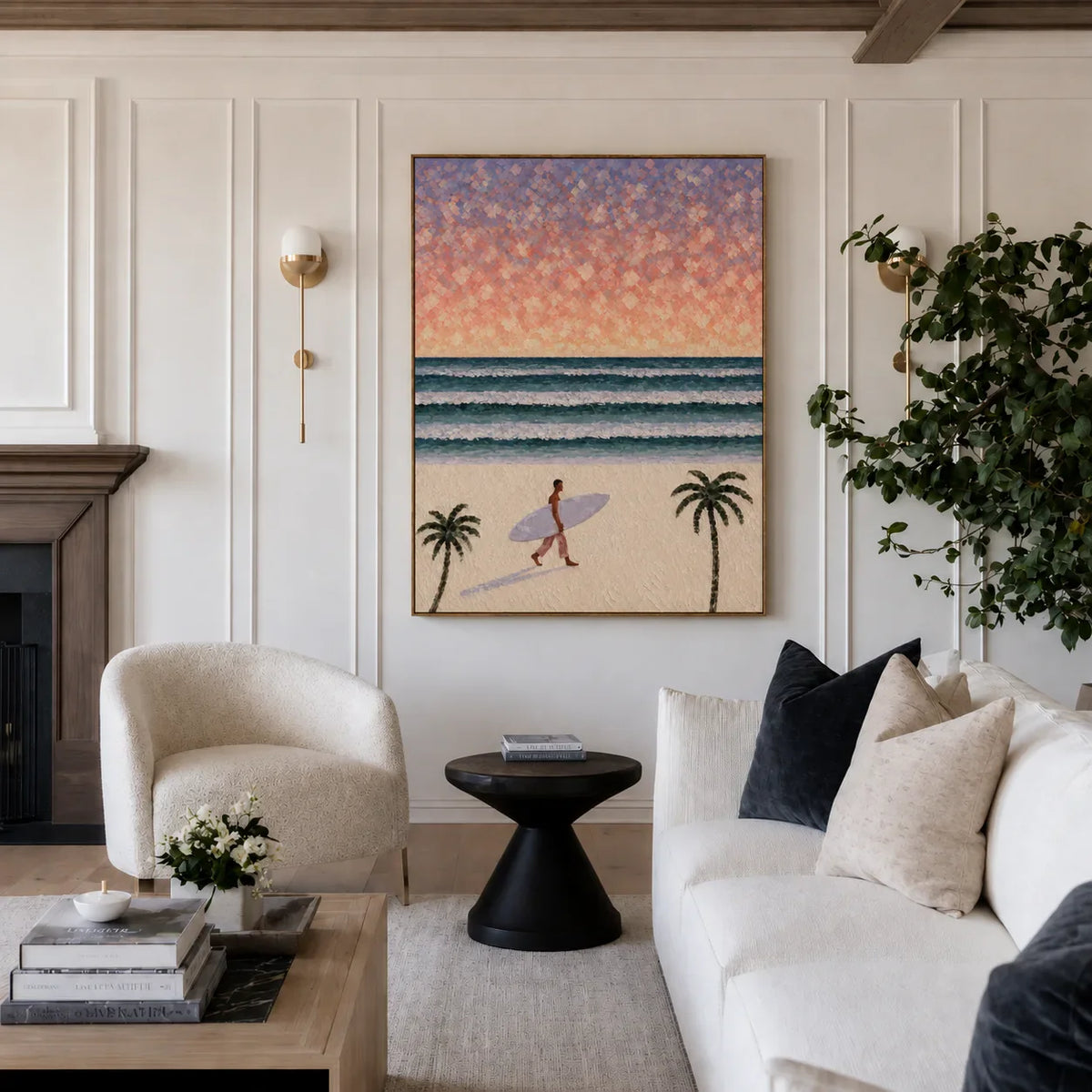 Pastel Surf Horizon Wall Art styled interior scene 3 | Olyrel