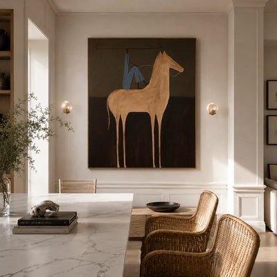 Horse and Rider Minimal Wall Art styled interior scene 3 | Olyrel