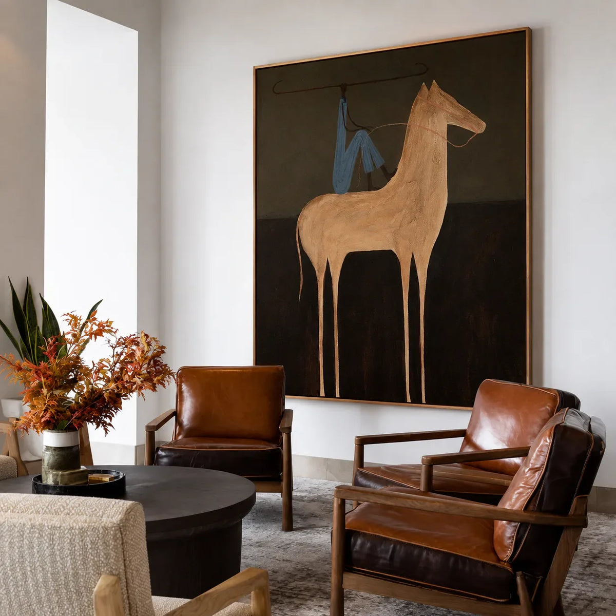 Horse and Rider Minimal Wall Art styled interior scene 4 | Olyrel