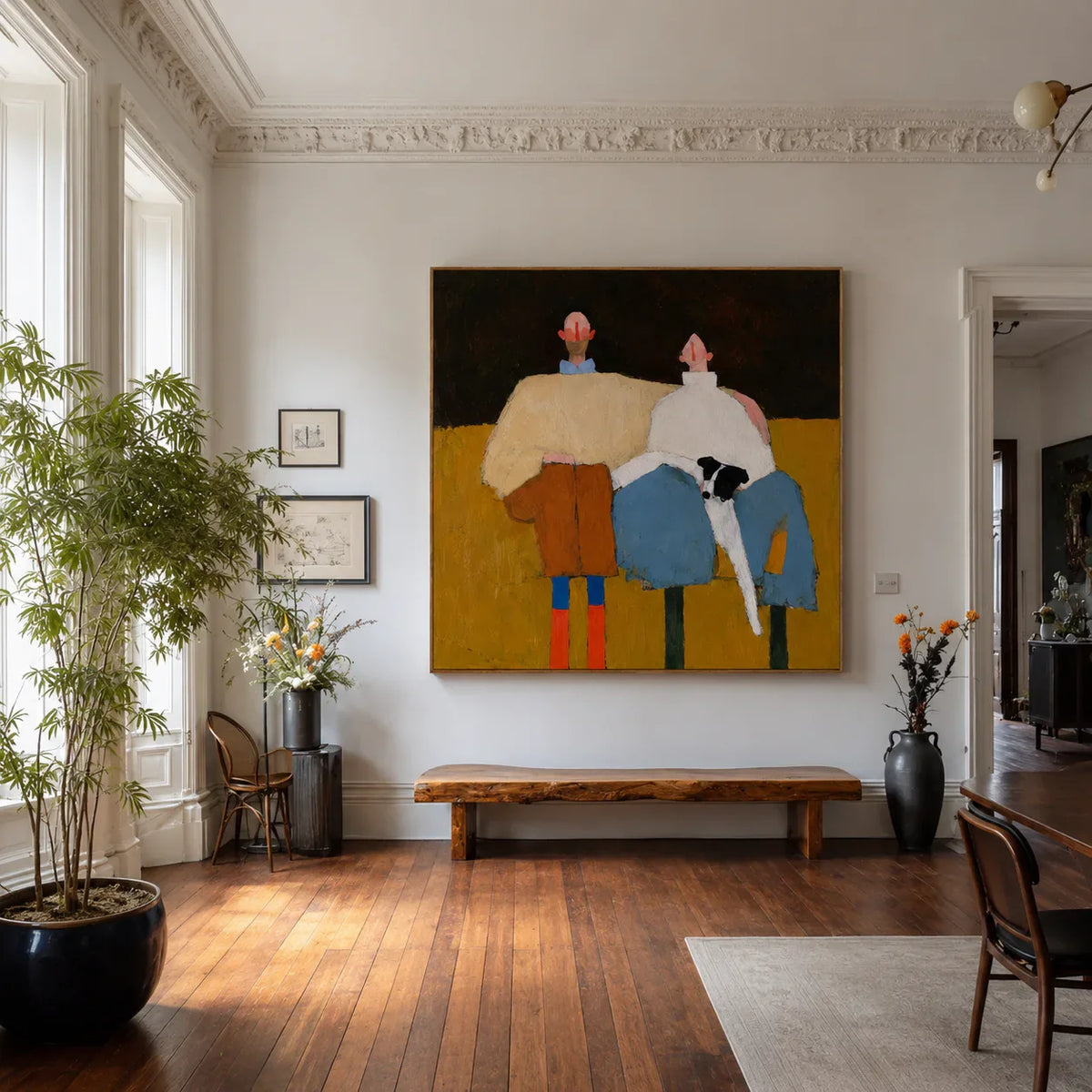 Two Friends Color Block Wall Art styled interior scene 2 | Olyrel