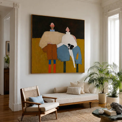 Two Friends Color Block Wall Art styled interior scene 3 | Olyrel