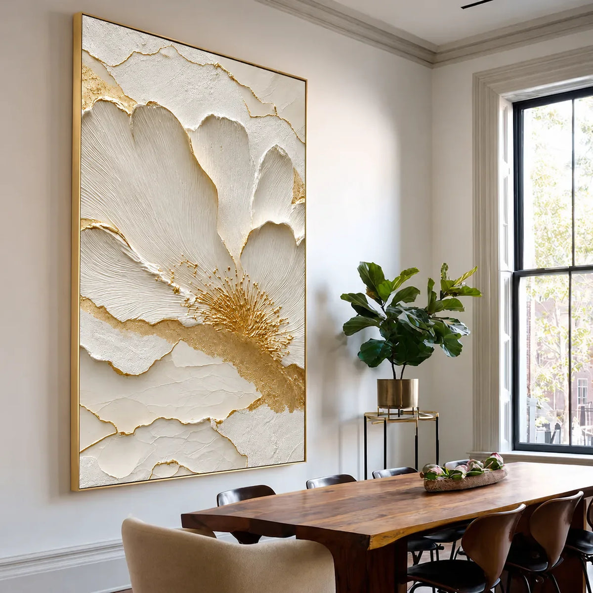 Ivory Bloom Relief Wall Art styled interior scene 1 | Olyrel