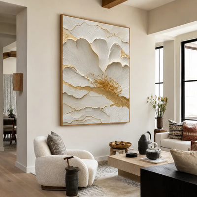Ivory Bloom Relief Wall Art styled interior scene 4 | Olyrel