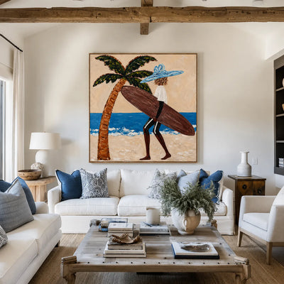 Blue Hat Surfer Wall Art styled interior scene 2 | Olyrel