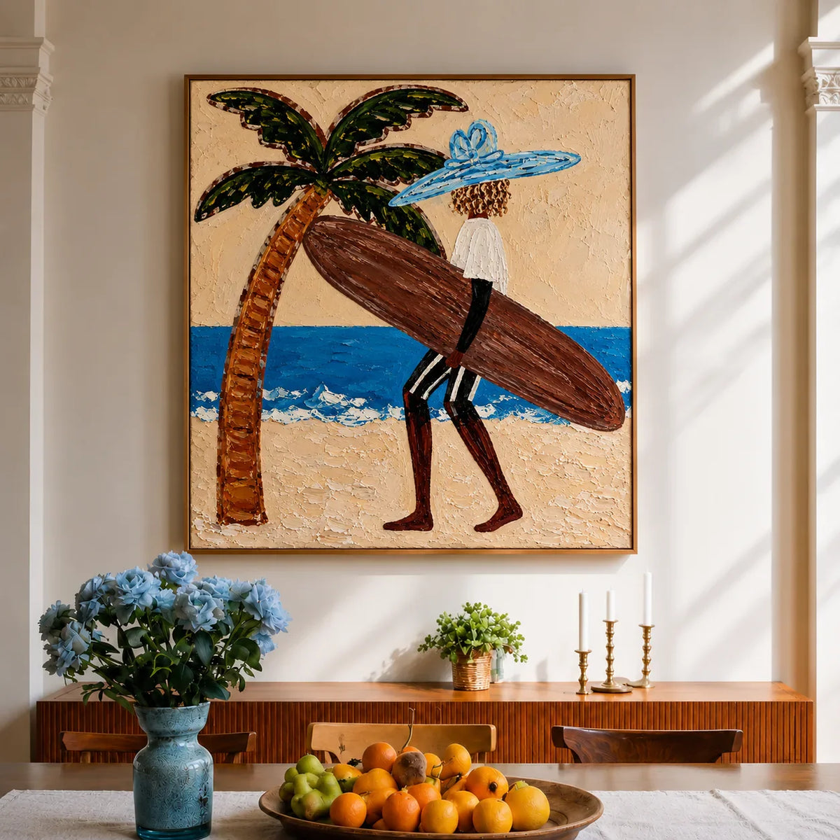 Blue Hat Surfer Wall Art styled interior scene 5 | Olyrel