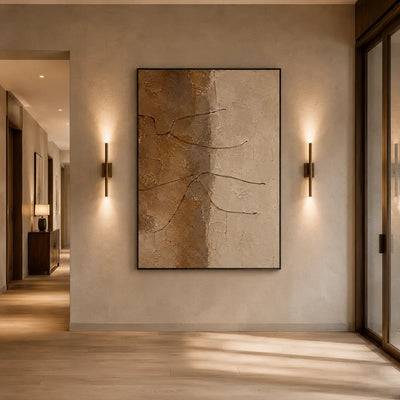 Earth Line Textured Wall Art displayed in a bright dining room | Olyrel