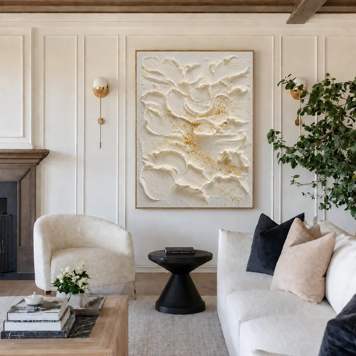 Ivory Petal Texture Wall Art styled interior scene 1 | Olyrel