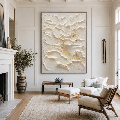Ivory Petal Texture Wall Art styled interior scene 2 | Olyrel
