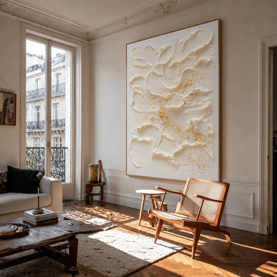 Ivory Petal Texture Wall Art styled interior scene 4 | Olyrel
