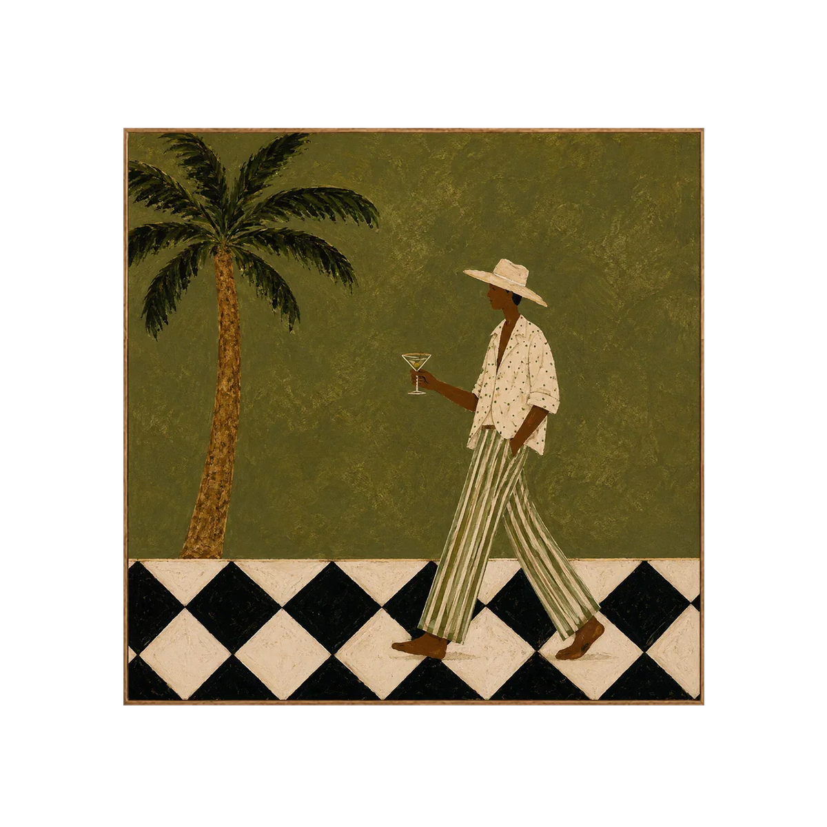 Palm Stroll and Checkered Floor Wall Art | Olyrel