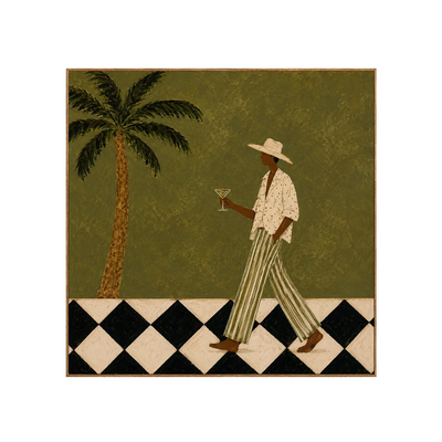 Palm Stroll and Checkered Floor Wall Art | Olyrel
