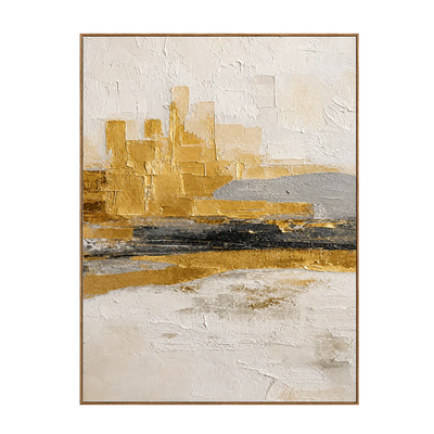 Ochre Skyline Textured Abstract Wall Art | Olyrel
