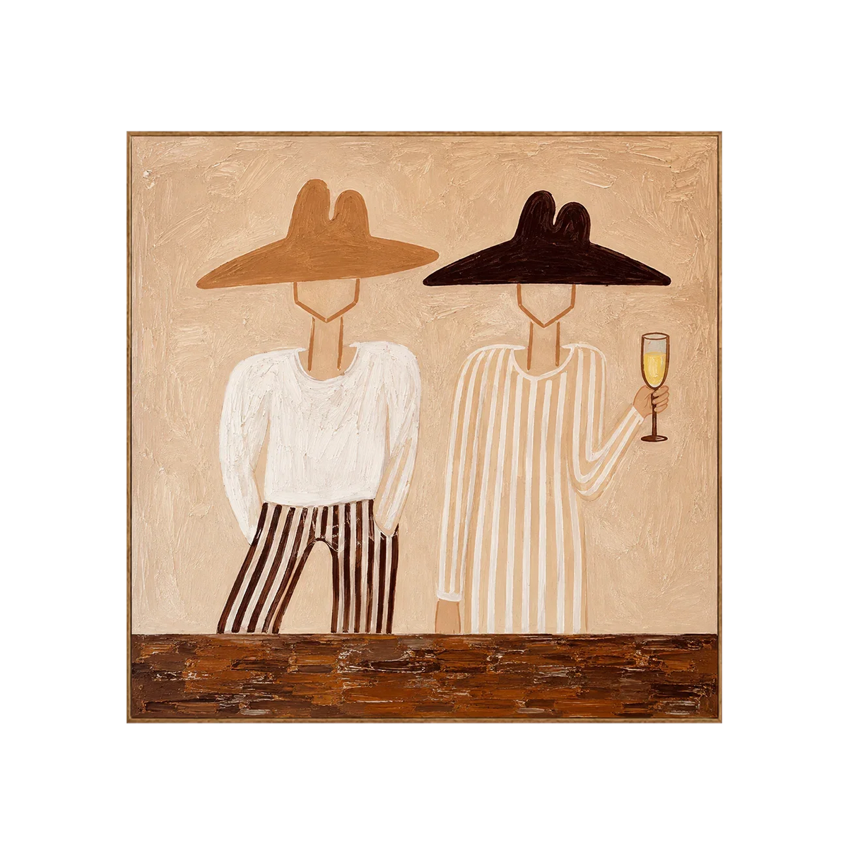 Two Figures in Wide-Brim Hats Wall Art | Olyrel