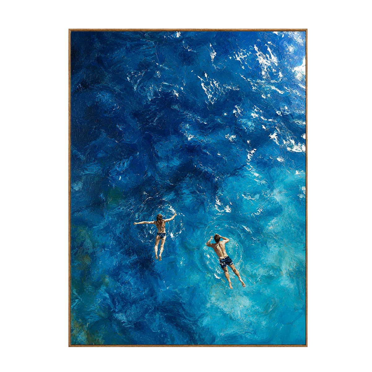 Two Swimmers in Deep Blue Water Wall Art | Olyrel